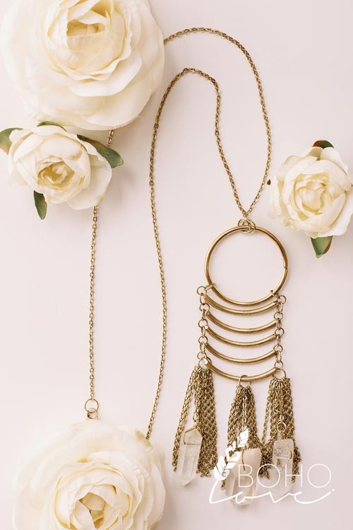 Bohemian Crystal Tasseled Necklace