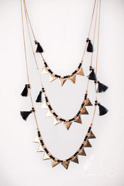 Bohemian Layered Black Tassel Necklace