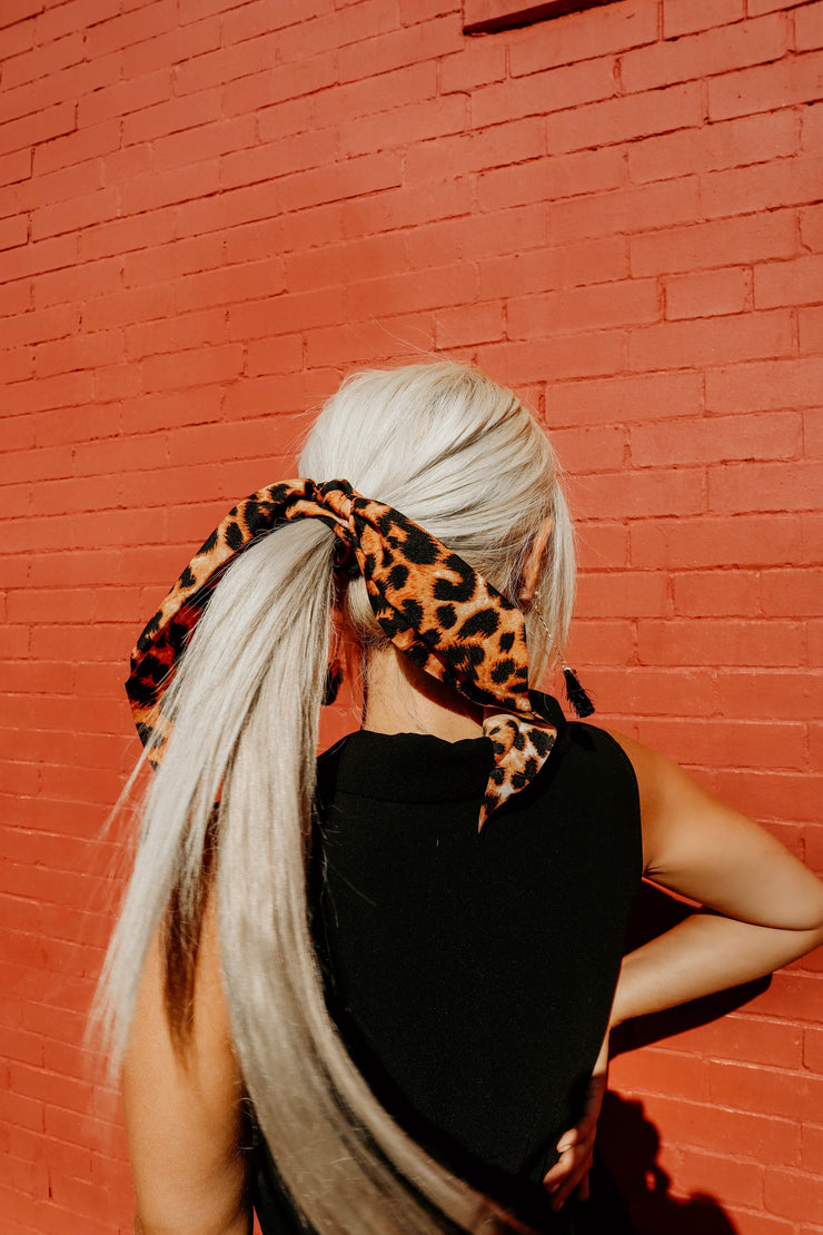 Leopard Print Ponytail Scarf Scrunchy