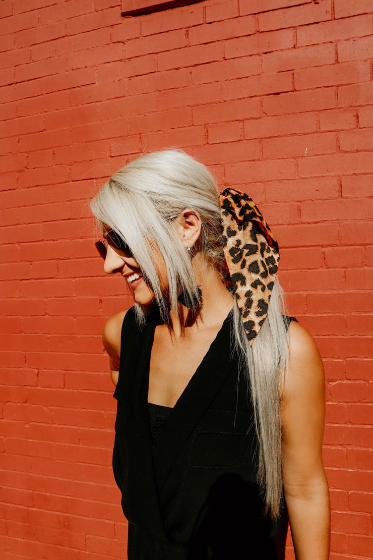 Leopard Print Ponytail Scarf Scrunchy