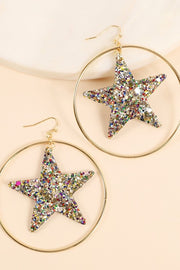 Sparkling Star Hoop Earrings ( Mulit-Color Sparkles )