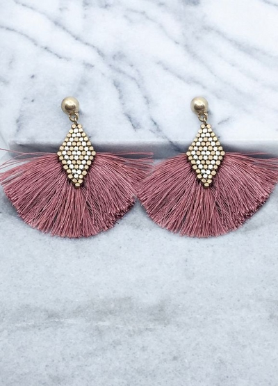 Dusty Pink Tassel Earrings