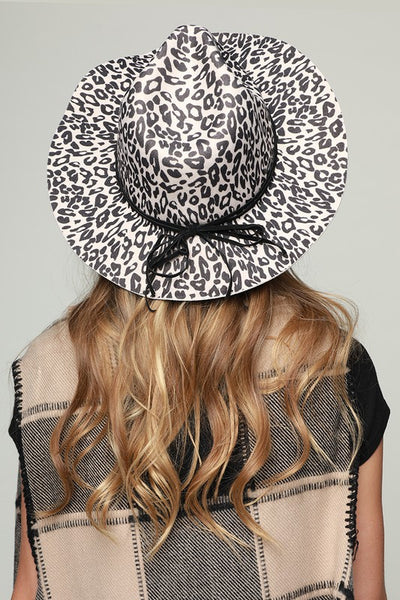 Wide Brim Leopard Print Hat (Ivory)