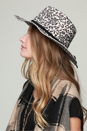 Wide Brim Leopard Print Hat (Ivory)