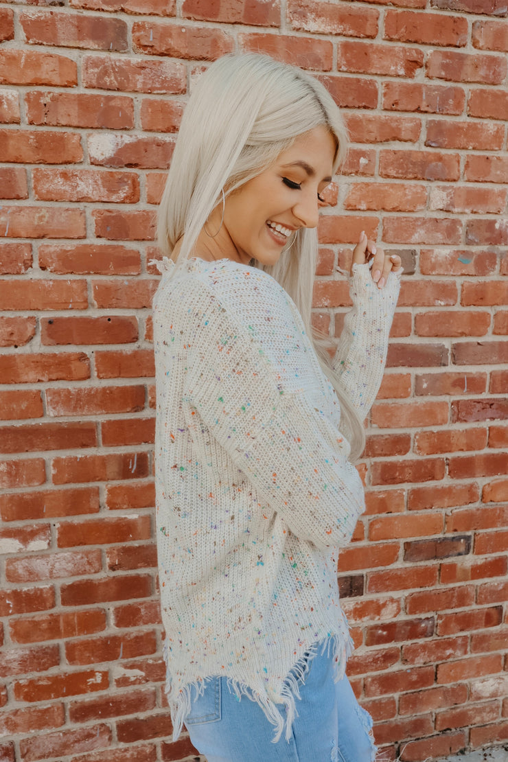 Distressed Confetti Knitted Sweater