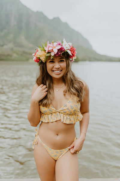 Mahalo Miss Daisy Ruffle Bikini Top (Yellow)