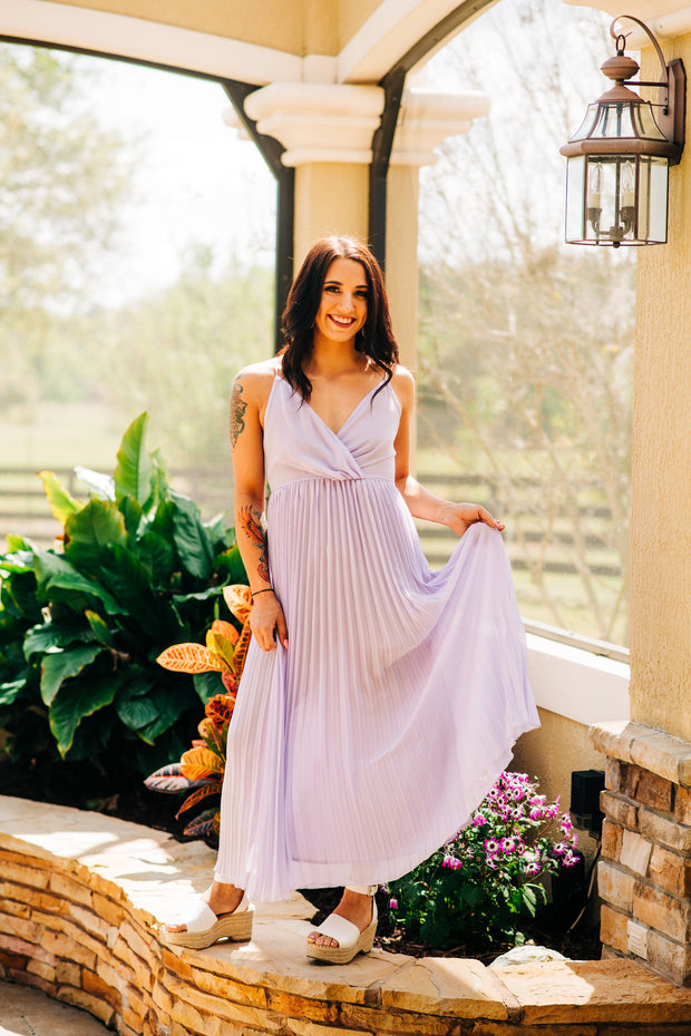 Perfectly Pleated Maxi Dress (Lavender)