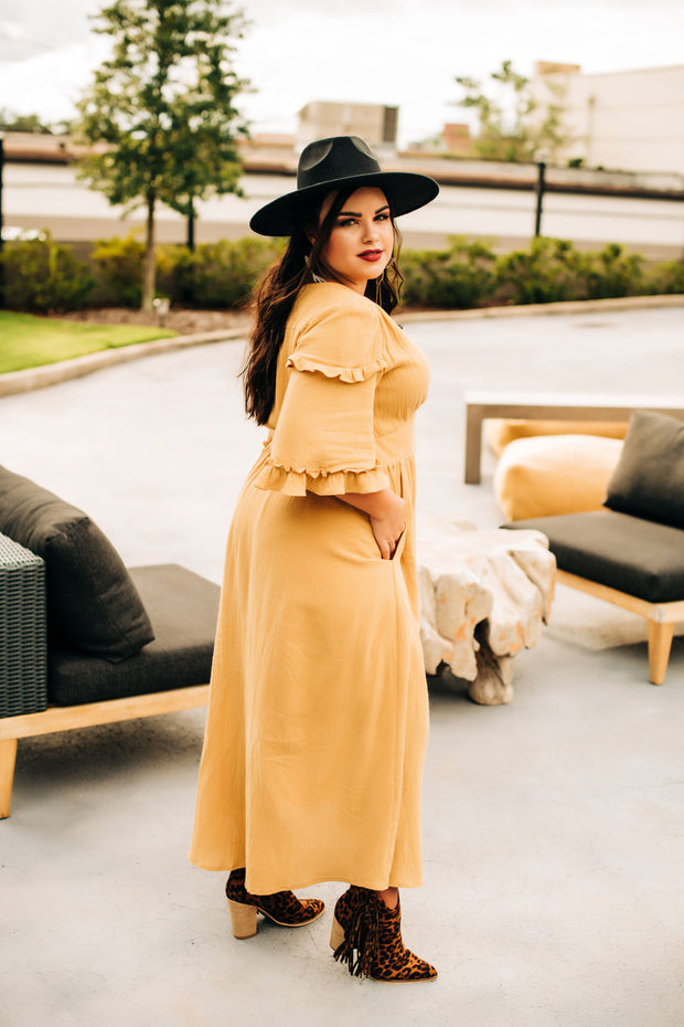 Stay True to Yourself Button Down Maxi Dress (Mustard)