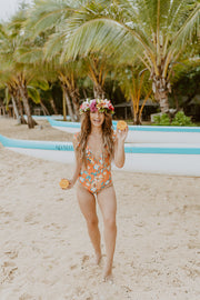 Aloha State of Mind Floral One Piece Bikini (Orange)