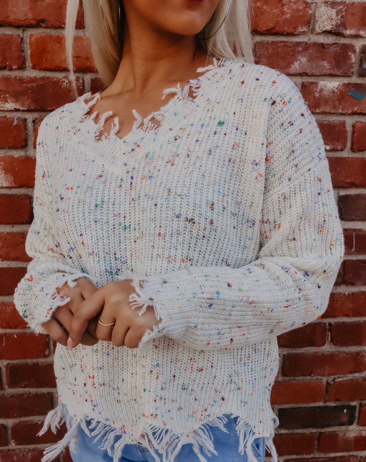 Distressed Confetti Knitted Sweater