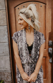 Safe to Say Snakeskin Wrap Romper