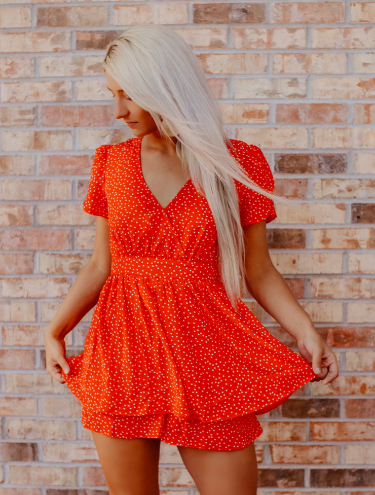 Polly Polka Dot Red Romper