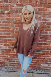 Mocha Chocalata Cut Out Sweater