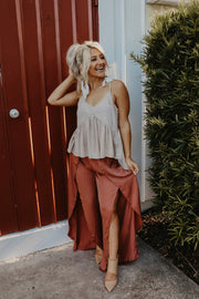 Tulip Hem Ginger Flare Pants