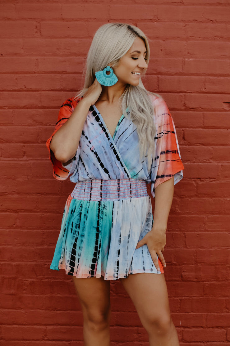 Daisy Deep V Tie Dye Romper