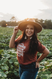 Pumpkin Kisses and Harvest Wishes Graphic Tee (Clay)