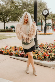 Fringe Sleeve Cropped Sweater