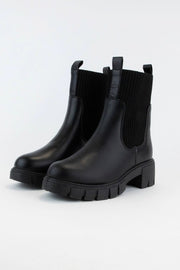 Chunky Chelsea Faux Leather Platform Boot (Black)