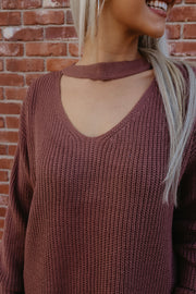 Mocha Chocalata Cut Out Sweater