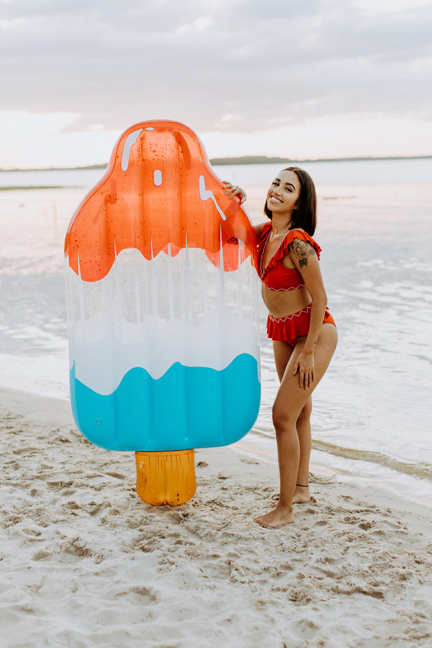 Lady in Red Ruffle High Wasted Bikini Bottoms