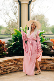 Think Pink Ruffle Maxi Dress (Mauve)