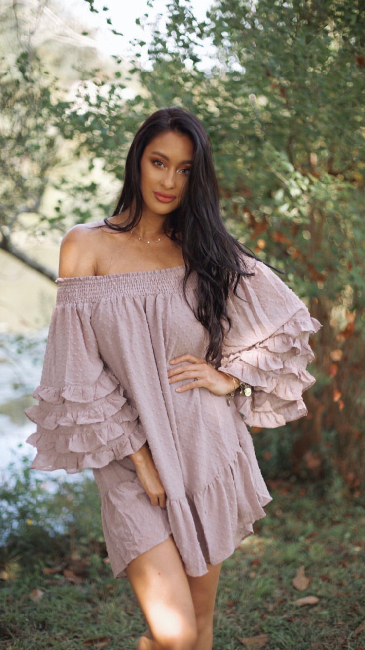 Sweet Bliss Ruffle Sleeve Dress