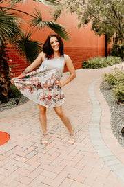 Heather Grey Floral Swing Dress