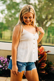 Spring Babe Button Down Cami Tank Top (Ivory)