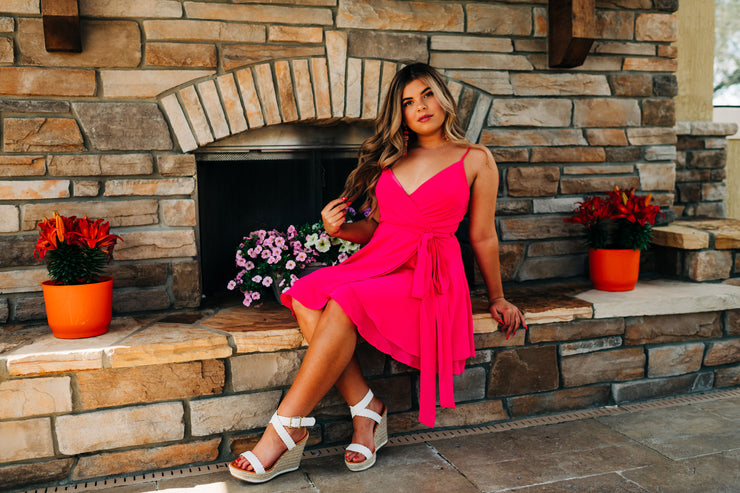 Hot In Pink Layered Cami Dress