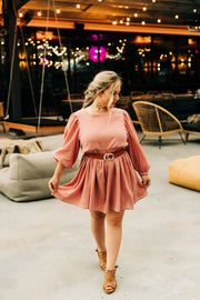 Boho Princess Puff Sleeve Dress (Rose)