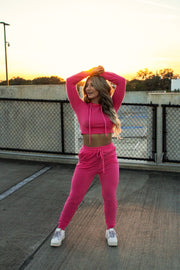 Happy Hour Hoodie Jogger Set (Pink)