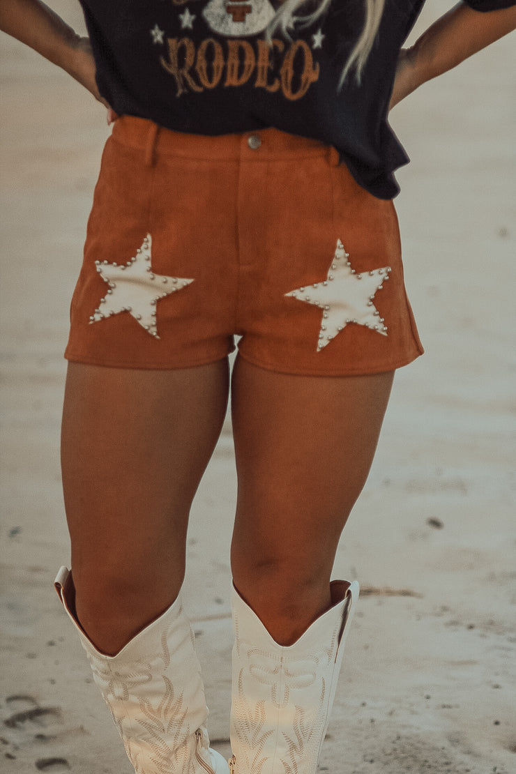 Shooting for the Stars Suede Shorts (Camel)