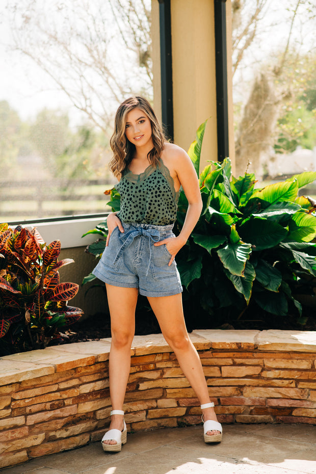 Laced & Leopard Cami Tank Top (Mint)