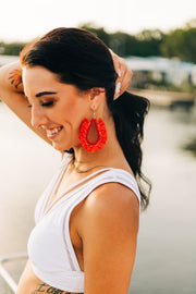 Bubbly Bead Raffia Tassel Earrings