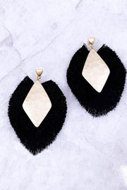 Tassel Statement Gold Plated Earrings (Black)