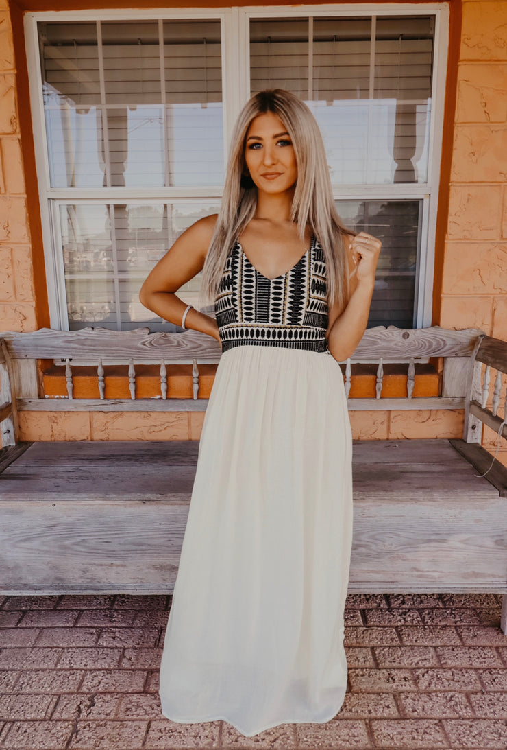 Boho Tribal Cut Out Maxi Dress