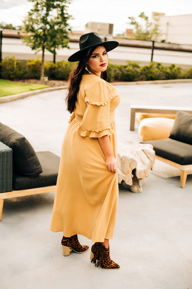 Stay True to Yourself Button Down Maxi Dress (Mustard)