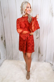 Rust Lace Belle Sleeve Dress