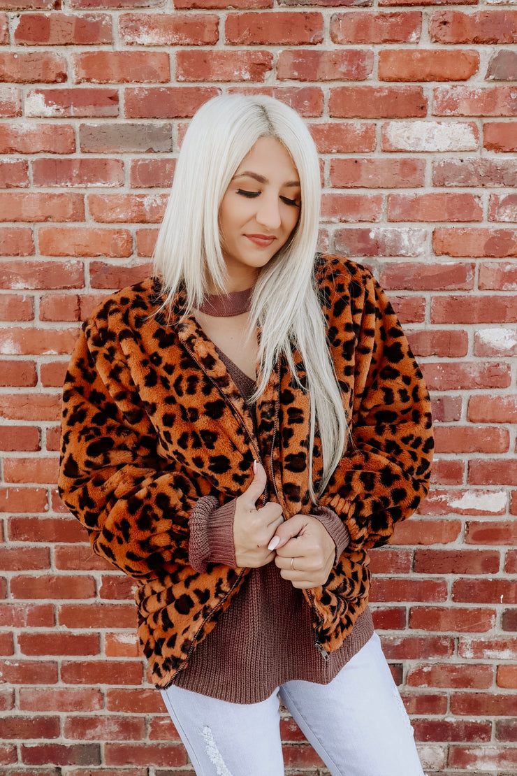 Faux Fur Leopard Print Jacket