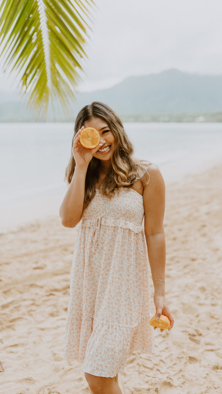 Sweet Bliss Floral Midi Dress (Orange)