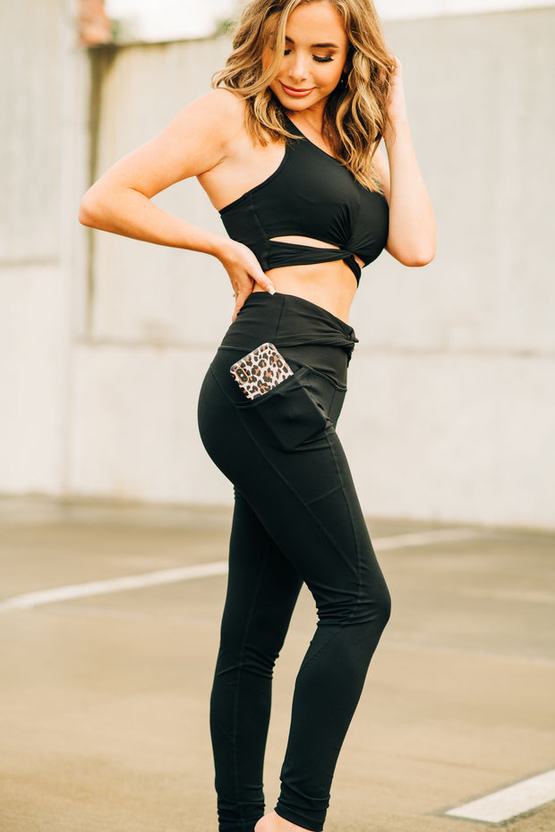 Stay Classy Twist Ribbed Leggings (Black)