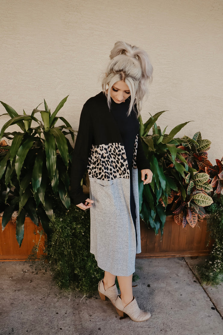 Lola Leopard Color Block Cardigan