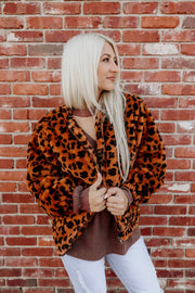 Faux Fur Leopard Print Jacket