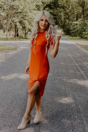 Shameless Side Knot Bodycon Dress (Rust)