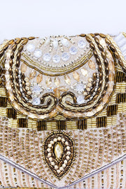 Bronze Gold Beaded Clutch Bag