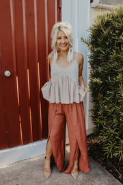 Tulip Hem Ginger Flare Pants