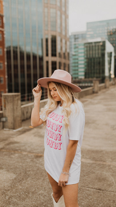 Boho Babe Wide Brim Felt Hat (Pink)