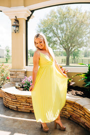 Perfectly Pleated Maxi Dress (Yellow)