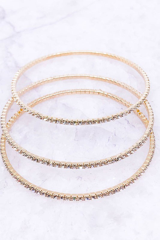 Gold Rhinestone Bangle Set