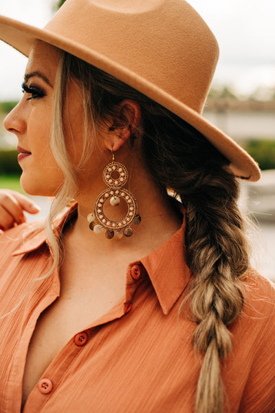 Boho Beaded Hoop Earrings (Rose Gold)